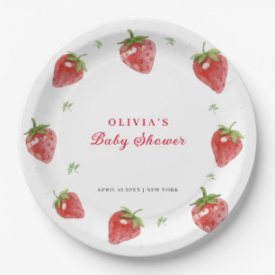 Plato De Papel Chica minimalista de fresa dulce Baby Shower