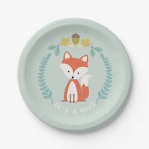 Plato De Papel Chica moderno Baby Shower del Fox