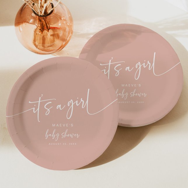 Plato De Papel Chica moderno de la placa de papel Baby Shower ros (Subido por el creador)