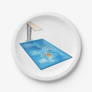 Plato De Papel Chica nadando