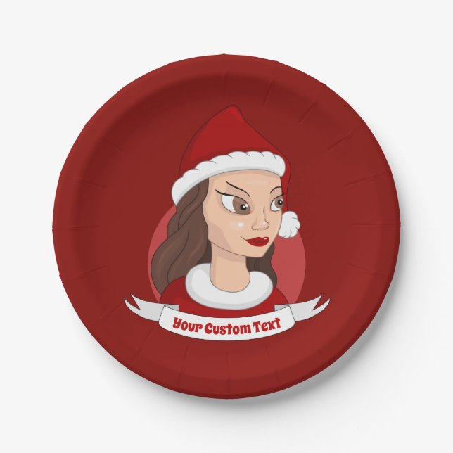 Plato De Papel chica navidad/personalizado joven (Anverso)