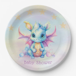 Plato De Papel Chica Pastel Cute Dragon Baby Shower