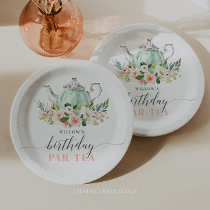 Plato De Papel Chica personalizada Cumpleaños Fiesta de té con pe