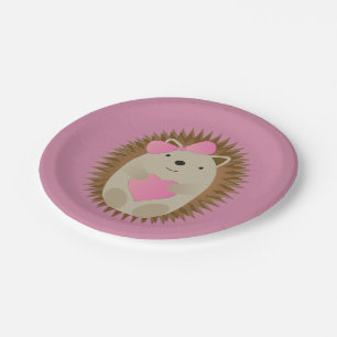 Plato De Papel Chica Personalizado educada, Hedgehog, abrazando u