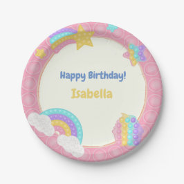 Plato De Papel Chica Pop It Fidget Cumpleaños