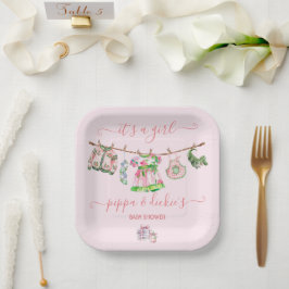 Plato De Papel Chica preppy clothesline Baby Shower