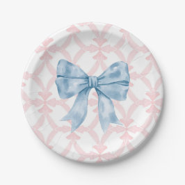 Plato De Papel Chica Preppy Southern Blue Bow Baby Shower