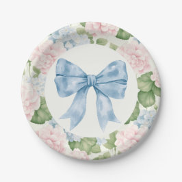 Plato De Papel Chica Preppy Southern Blue Bow Baby Shower