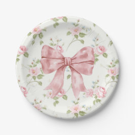 Plato De Papel Chica Preppy Southern Pink Bow Baby Shower