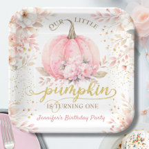 Chica Purpurina de Oro Floral de Calabaza Rosada P