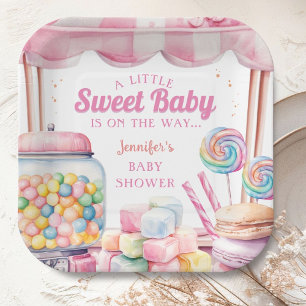 Plato De Papel Chica rosa de Baby Shower de Candyland