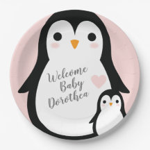 Chica rosa de Cute Penguin Baby Shower