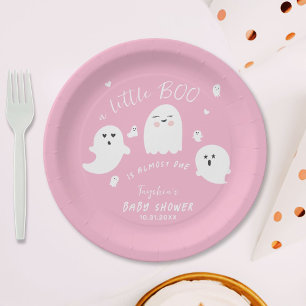 Plato De Papel Chica Rosa Fantasma Pequeño Boo Halloween Baby Sho