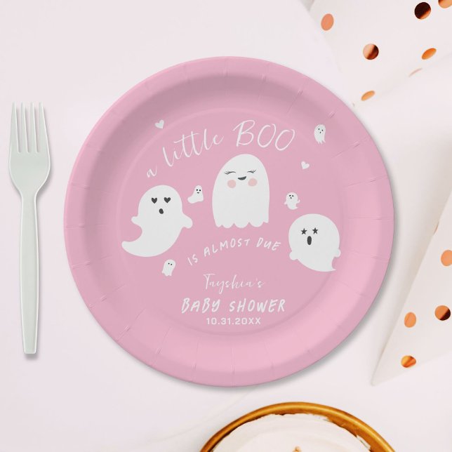 Plato De Papel Chica Rosa Fantasma Pequeño Boo Halloween Baby Sho (Subido por el creador)