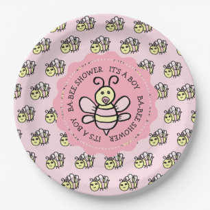 Plato De Papel Chica Rosa Honey Bee Baby Shower