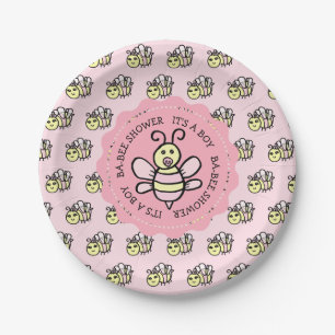 Plato De Papel Chica Rosa Honey Bee Baby Shower