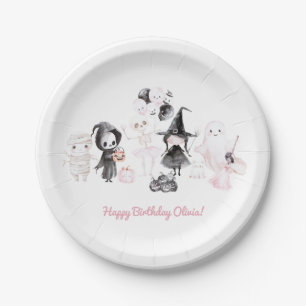 Plato De Papel Chica rosa pastel cumpleaños halloween