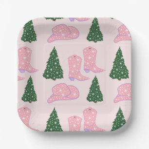 Plato De Papel Chica rosa Rodeo Gorra Plaza de Árbol de Navidad