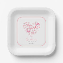 Plato De Papel Chica rosado Personalizado Bow Baby Shower