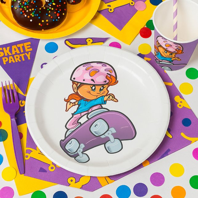 Plato De Papel Chica Skateboarder (Subido por el creador)