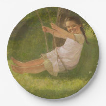 Chica sonriente en un Swing (infancia vintage)