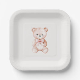 Plato De Papel Chica Teddy Bear Baby Shower Paper