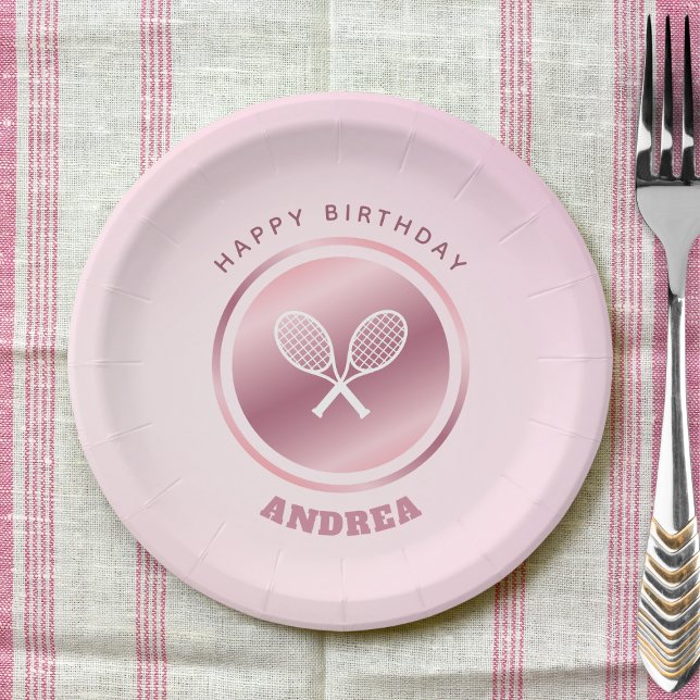 Plato De Papel Chica Tenis Partido de Cumpleaños Girly Pink Añadi (Subido por el creador)