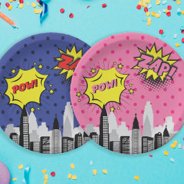 Plato De Papel Chica único de superhéroe de historietas