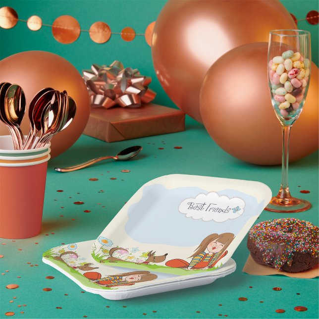 Plato De Papel Chica Y Mejores Amigos Del Perro (Subido por el creador)