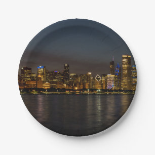 Plato De Papel Chicago Night Cityscape
