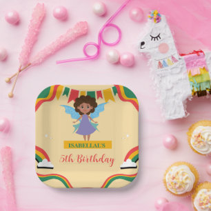Plato De Papel Chicas afro angel afroamericanos Cumpleaños