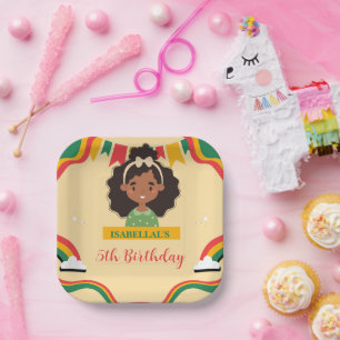Plato De Papel Chicas afro-sirenas afroamericanos Cumpleaños
