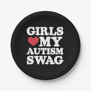 Plato De Papel Chicas Aman Mi Swagger de Autismo Divertido Concie