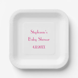 Plato De Papel Chicas Baby Shower Pink Custom Name Elegant 2024