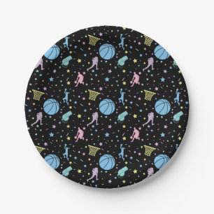 Plato De Papel Chicas Baloncestistas - Patrón de estrellas