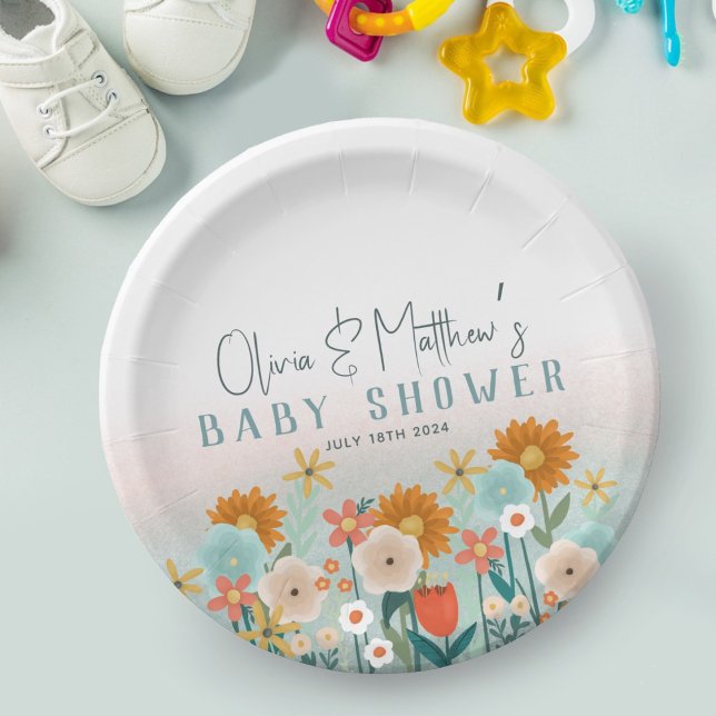 Plato De Papel Chicas Botánicos de Cute Nature Floral Baby Shower (Subido por el creador)