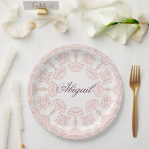 Plato De Papel Chicas Celebración religiosa Patrón rosa