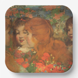 Plato De Papel Chicas con lapachos rojos (de George Henry)