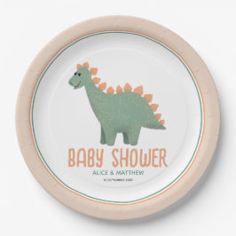 Plato De Papel Chicas Cutan Whimsical Dinosaurio Rosa Baby Shower