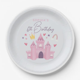 Plato De Papel Chicas Cute Princess Palace Kids 6º cumpleaños