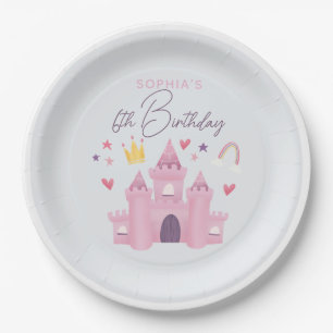 Plato De Papel Chicas Cute Princess Palace Kids 6º cumpleaños