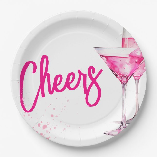 Plato De Papel Chicas de acuarela Fiesta de Galentines (Anverso)