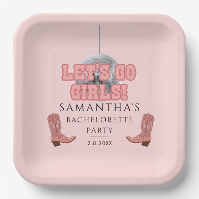 Plato De Papel Chicas de Bachelorette Discoteca (Anverso)