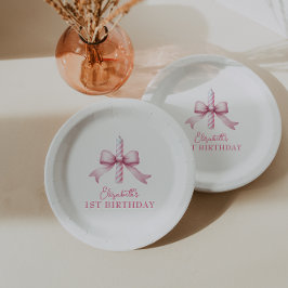 Plato De Papel Chicas De Bow Rosado Quieren Ser Un Primer Cumplea