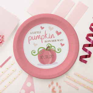 Plato De Papel Chicas de calabazas pequeñas ricas en Baby Shower
