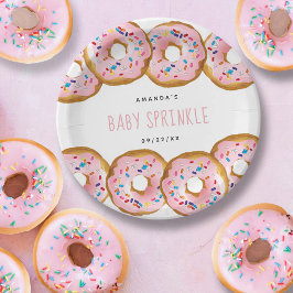 Plato De Papel Chicas de Donut modernos Baby Shower Sprinkle