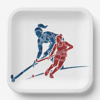 Plato De Papel Chicas de Hockey sobre Césped