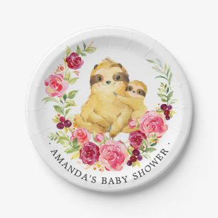 Plato De Papel Chicas de mamá y bebé eslovacos Baby Shower 7" Pla