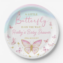 Plato De Papel Chicas de mariposa Placa de papel Baby Shower rosa