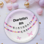 Plato De Papel Chicas de pulsera de amistad Fiesta de la era del<br><div class="desc">Un lindo plato de fiesta de cumpleaños de chicas muestra brazaletes de amistad que deletrean la ERA de cumpleaños. Personalizado con el nombre de los chicas de cumpleaños.</div>
